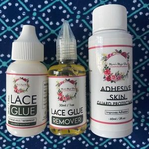 Lace glue, glue remover, adhesive skin guard (3pc set)